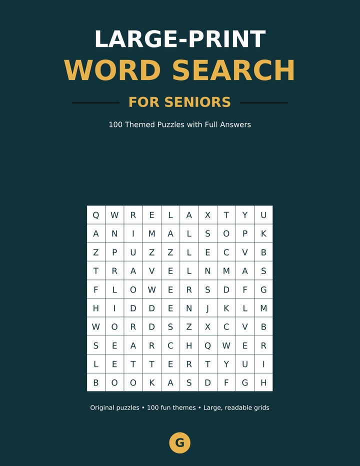 Large-Print Word Search for Seniors: 100 Themed Puzzles with Easy-to-Read Grids and Full Solutions — A. Glorieux
